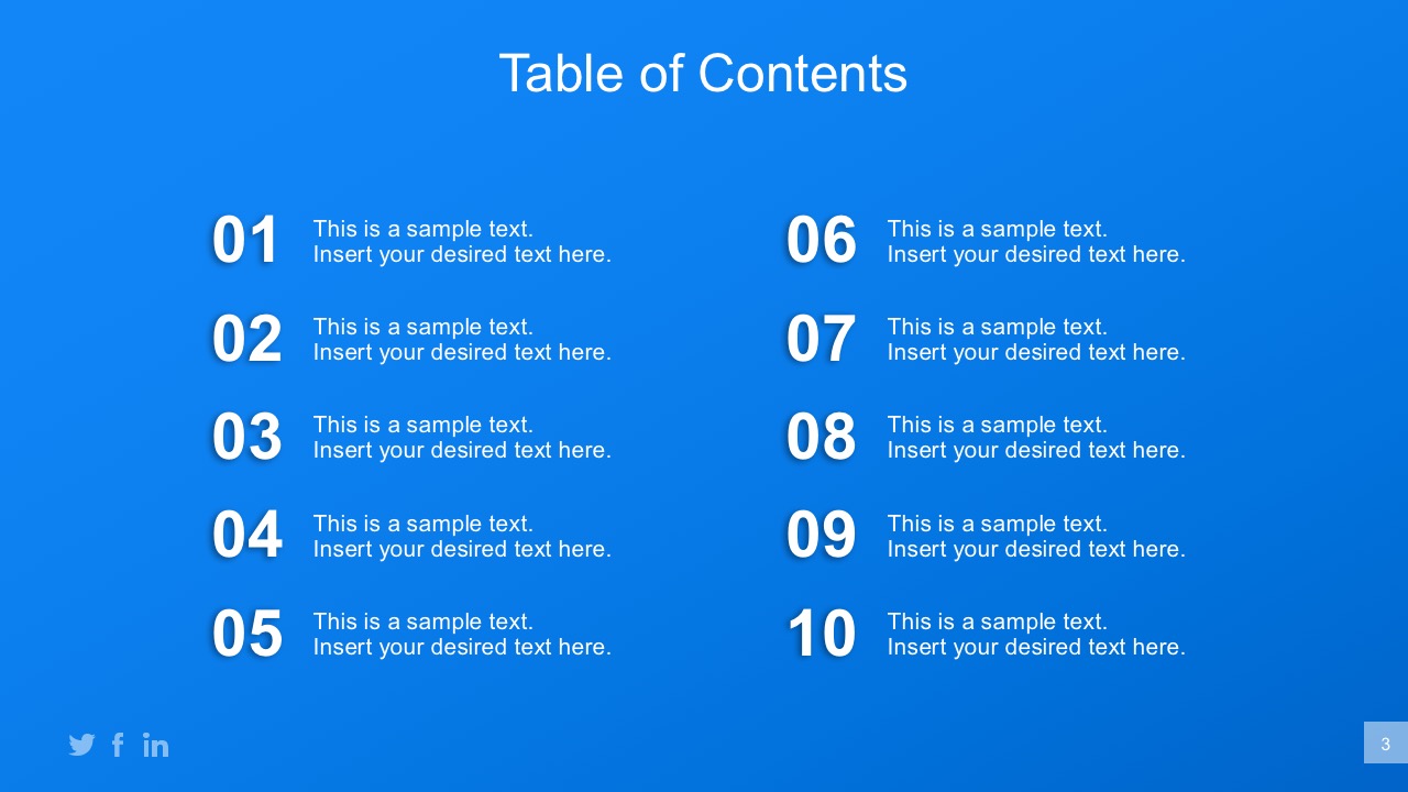 PowerPoint Business Plan Table Of Contents