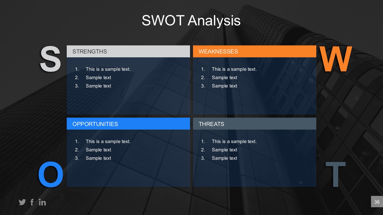 Cool SWOT Analysis PowerPoint Table Illustration 