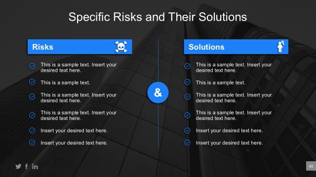 Business Specific Risks And Solutions Model For PowerPoint