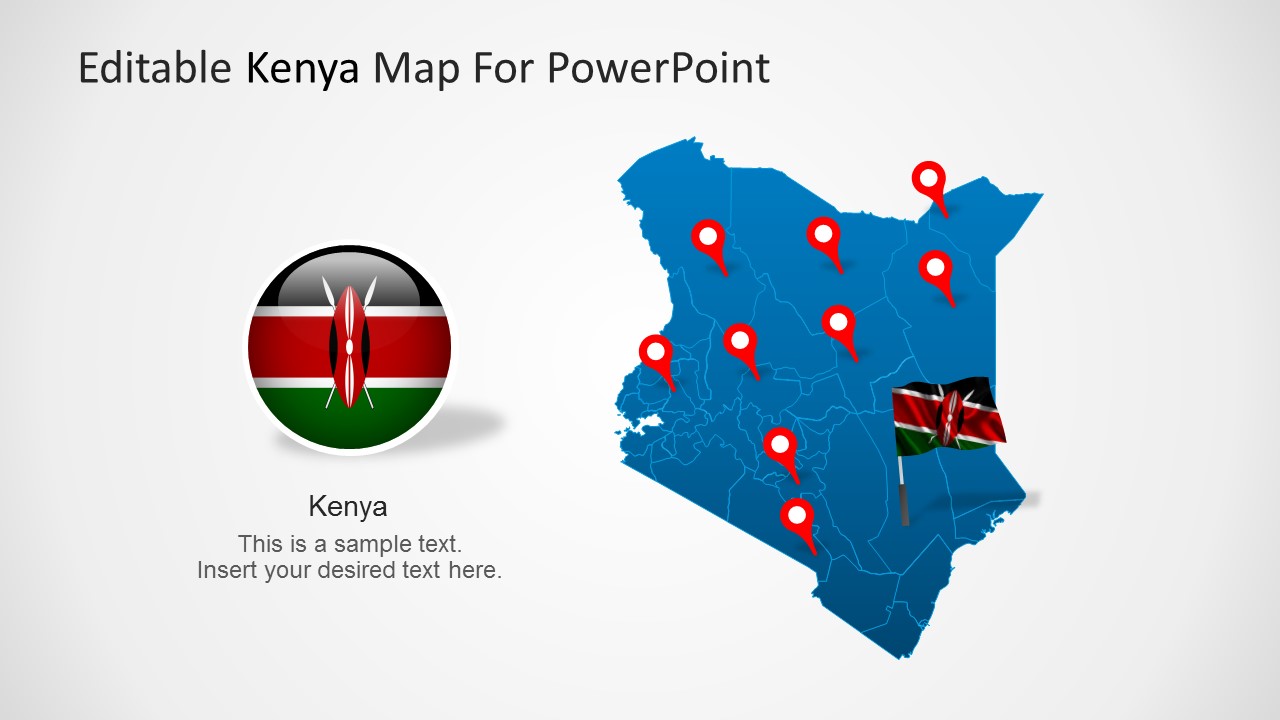 Editable Kenya PowerPoint Map   7230 01 Kenya Map Powerpoint Template 2 