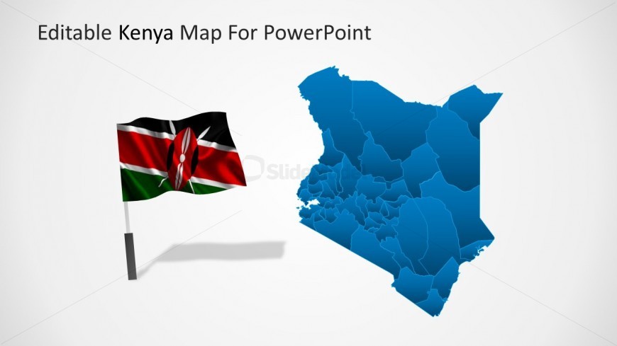 World Map for PowerPoint with Kenya Highlight