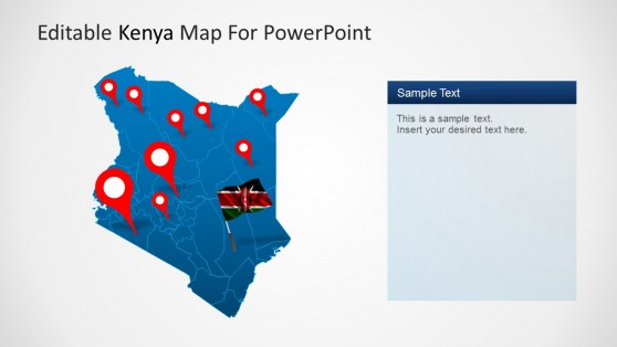 Editable Kenya Map Outline With GPS Markers