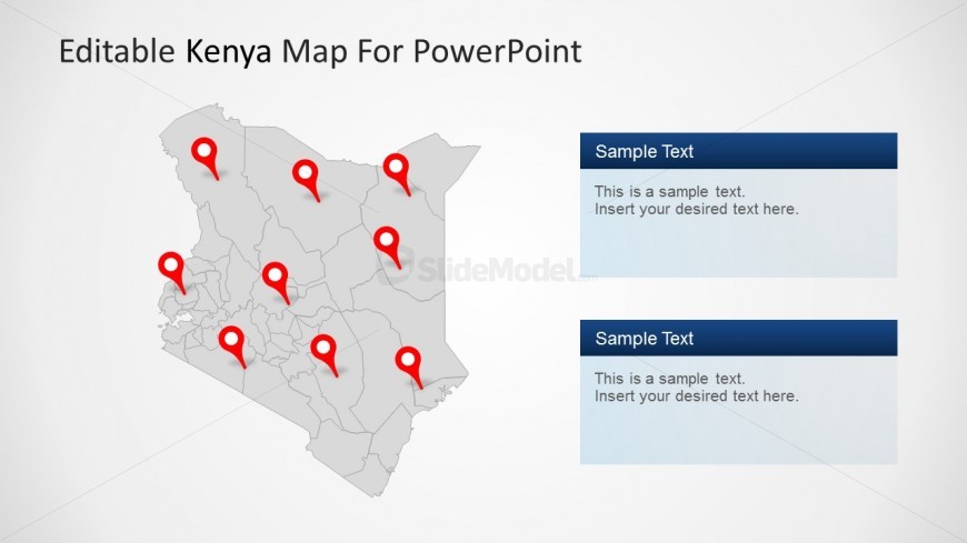 Editable PowerPoint Map of Kenya