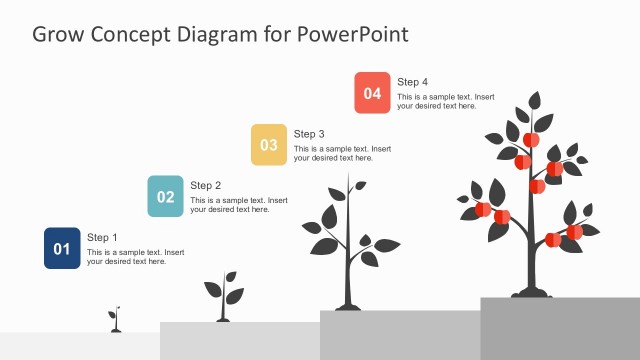 4 Steps Business Growth Tree Diagram PowerPoint