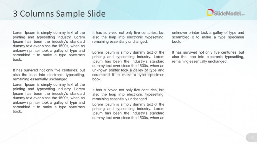 Three Column PowerPoint Slide With Editable Text Boxes