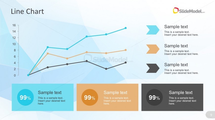 Cool Line Chart For PowerPoint With Text Boxes