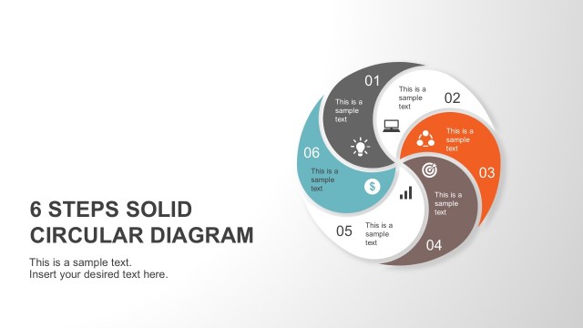 Six Steps Solid Circular Diagram PowerPoint