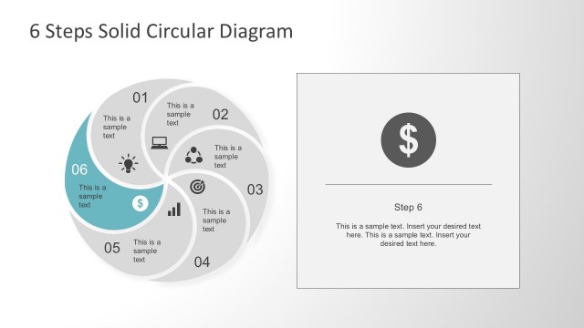Circular Spiral PowerPoint Diagram of Six Steps
