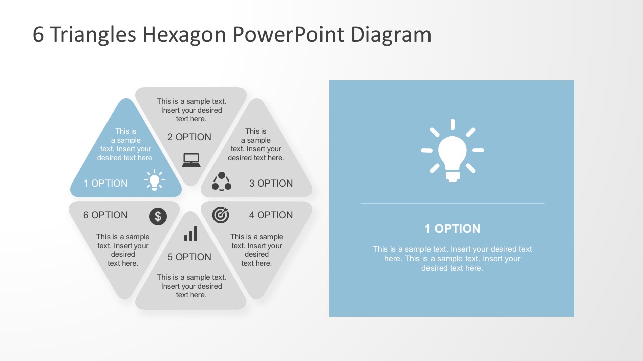 6 Parts Triangle Diagrams With PowerPoint Icons