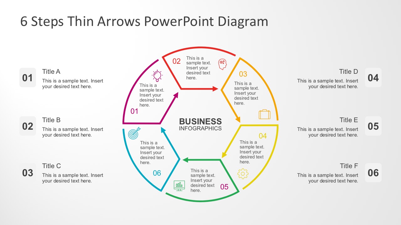Thin Arrow Chart PowerPoint Templates
