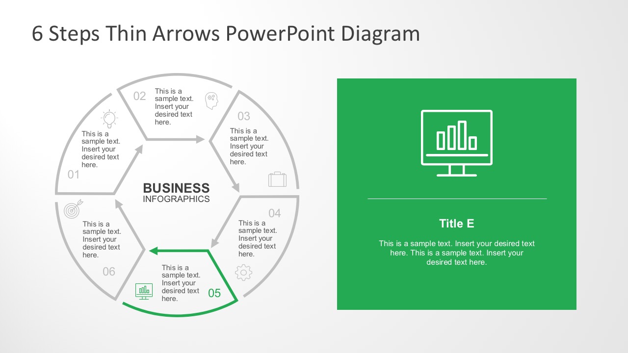 Flat Design PowerPoint Diagram In 6 Steps