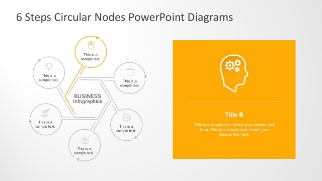 6 Steps Circle Nodal Diagrams PowerPoint Template