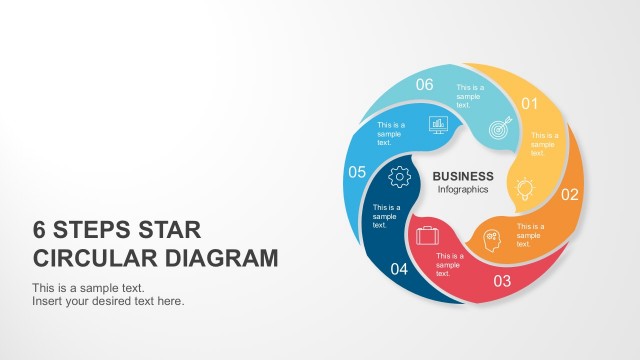 6 Steps Circle Star Diagram Template for PowerPoint