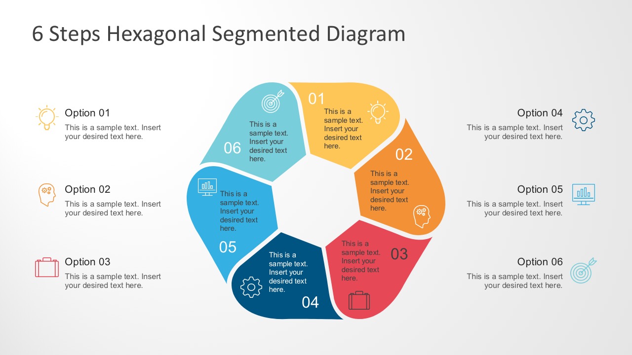 Colorful 6 Steps Segmented Diagram PowerPoint