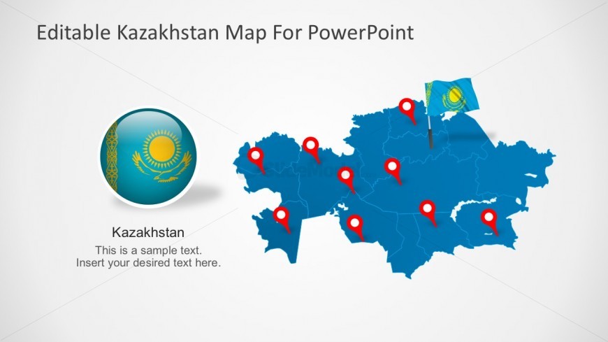 Editable PowerPoint Map of Kazakhstan