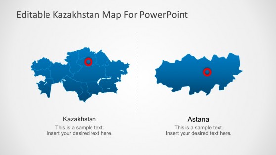 Kazakhstan Powerpoint Map with Cities and Division