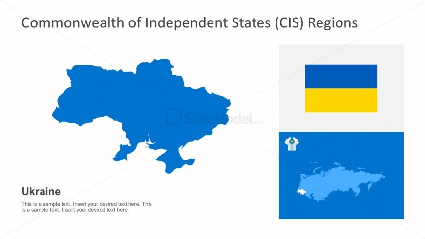 Ukraine Country Map with Editable Flag 
