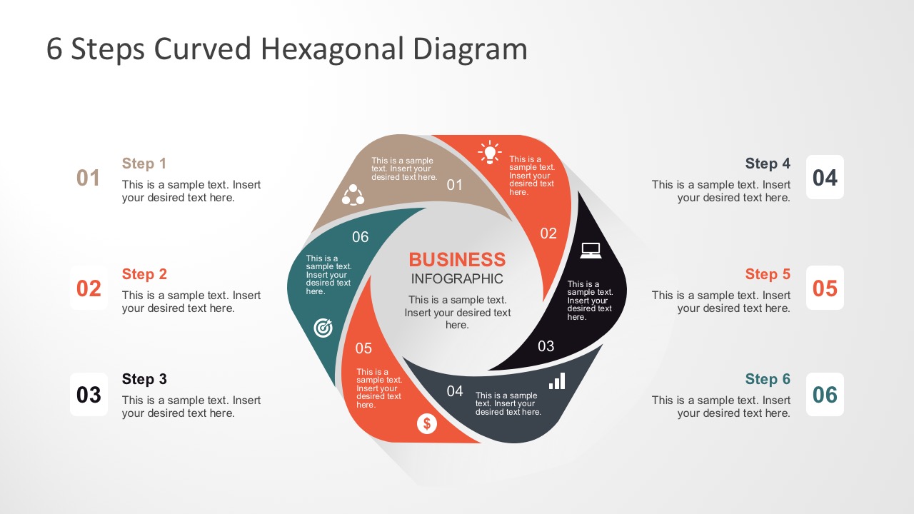 6 Steps Curved Hexagonal Diagram 9048