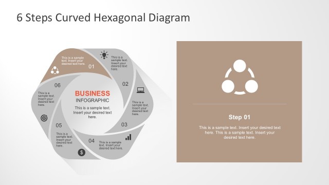 6 Steps Hexagonal Flower Infographic Diagrams