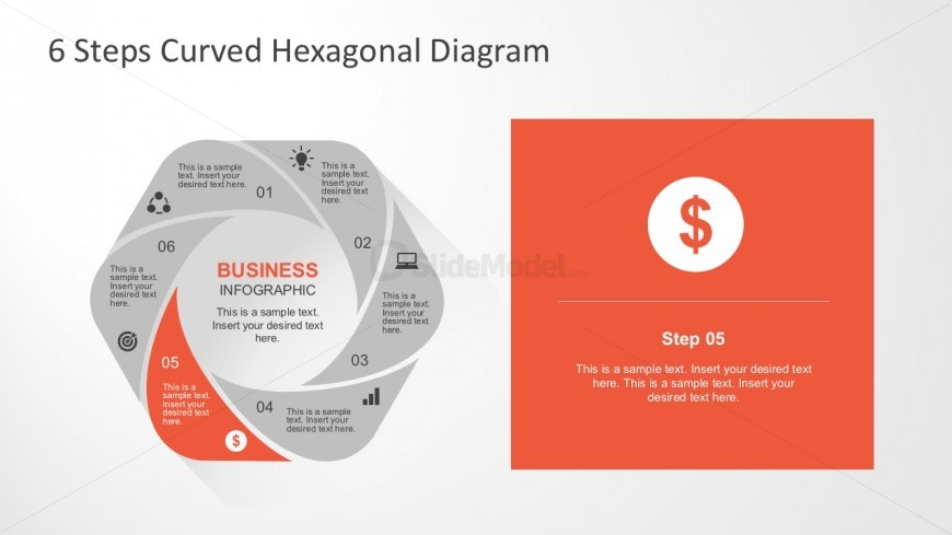 PowerPoint 6 Options Hexagonal Flower Infographic