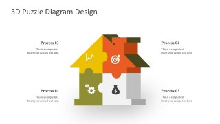 3D House Puzzle Design With 4 Process Steps 