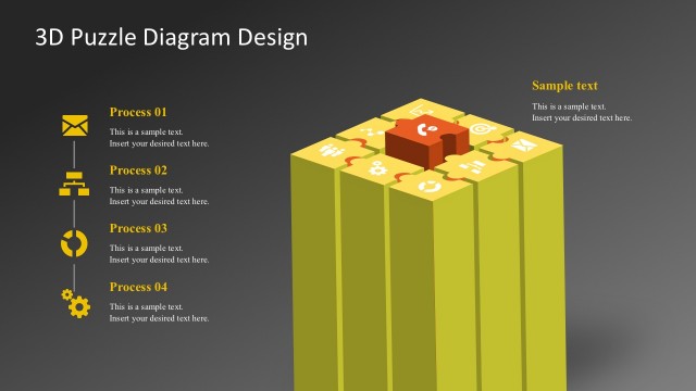 Creative 3D Process Charts Puzzle Shapes PowerPoint