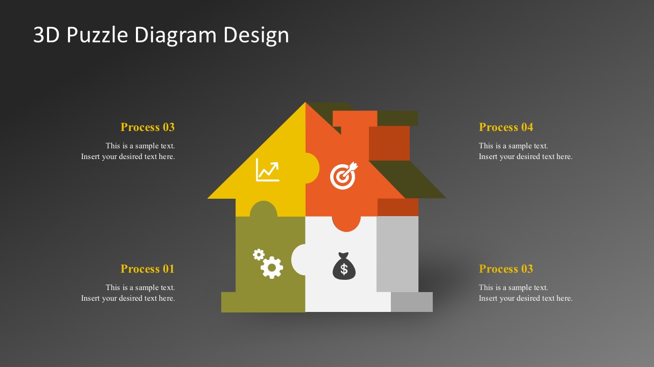 4 Steps Jigsaw Puzzle Shapes For PowerPoint