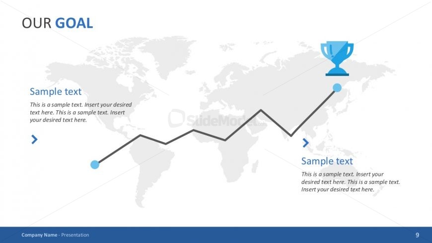 Trophy with World Map Vectors for PowerPoint