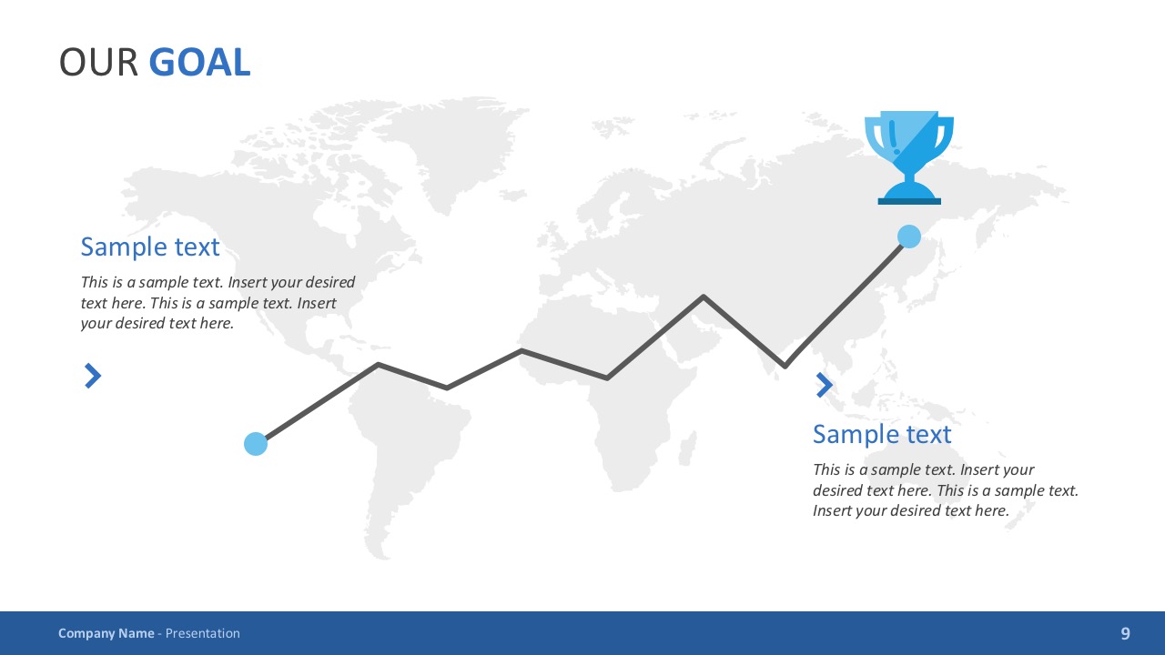 Trophy with World Map Vectors for PowerPoint