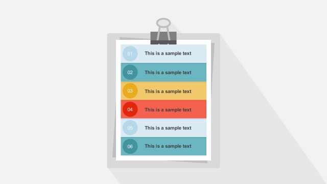 6 Steps Clipboard List Corporate Slides