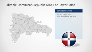 Grey Map with Flag PowerPoint Shape