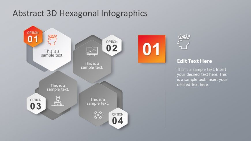 3D Hexagon Boxes Type Infographic Slides