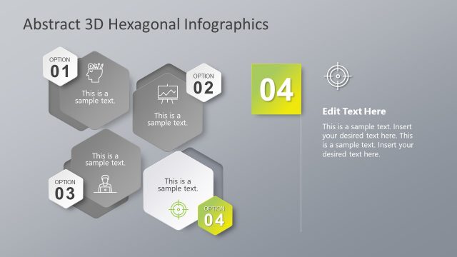 4 Steps 3D Hexagon Shapes PowerPoint Presentation