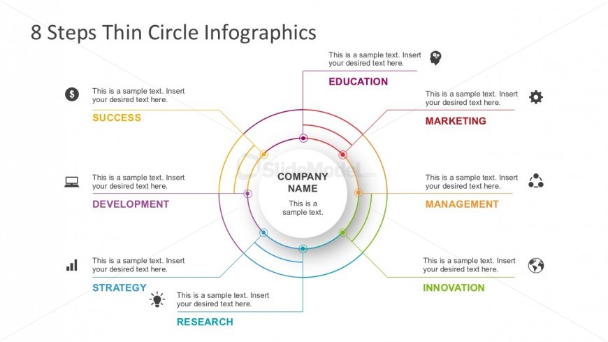 Eight Steps Thin Circle Infographics Slides