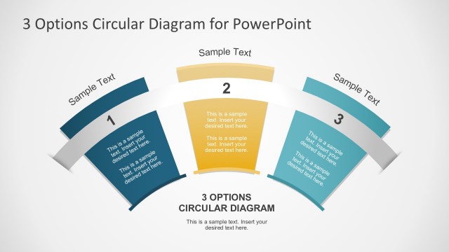 3 Options Circular Fan Diagram for PowerPoint