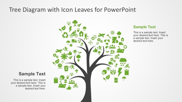 Tree Diagram with Icon Leaves for PowerPoint