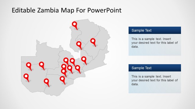 Editable Vectorial Map of Zambia for PowerPoint