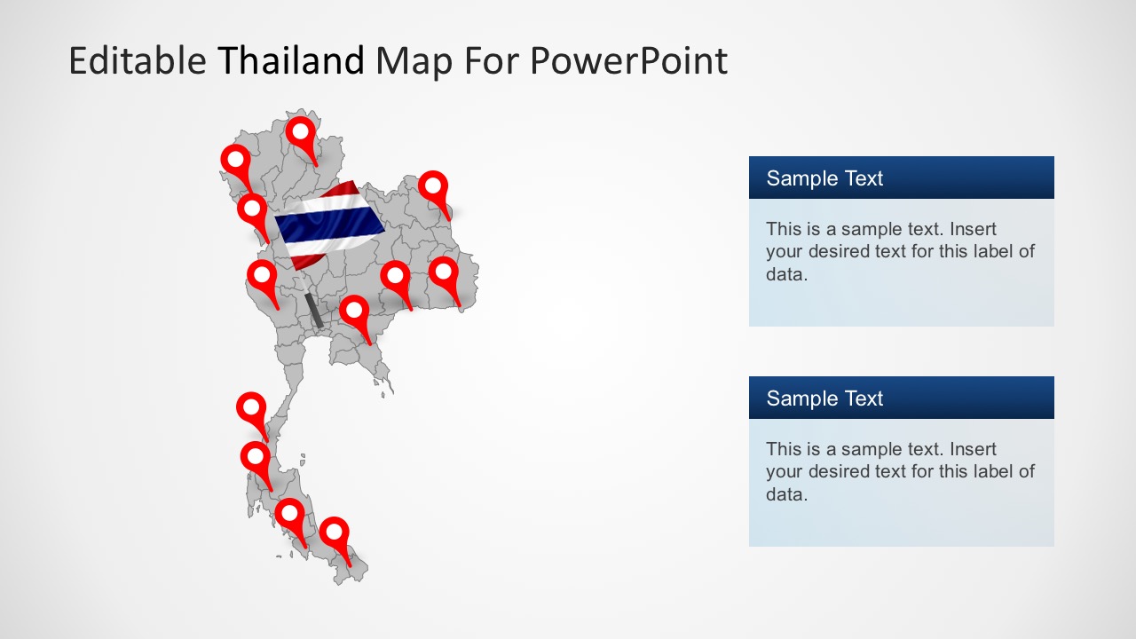 Map of Thailand with Location Markers