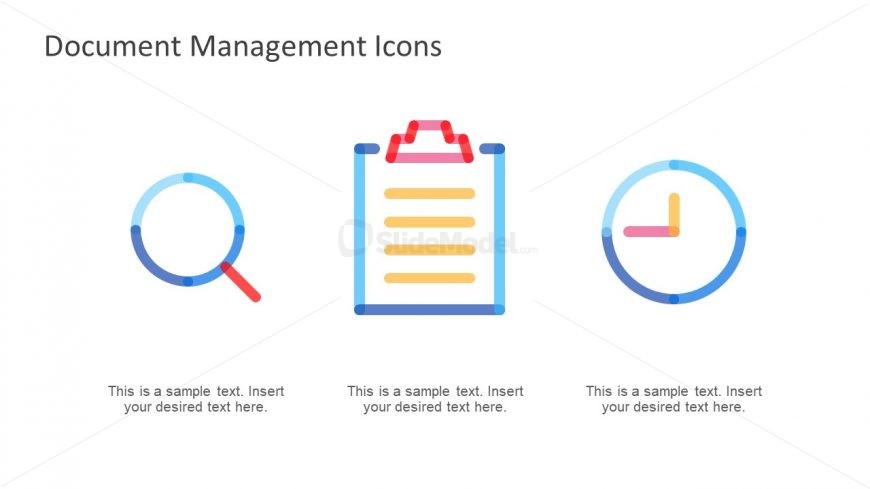 Report Icons and Clock Shape Slide