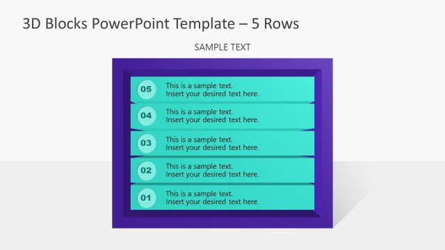 3D Blocks 5 Item PowerPoint Diagram