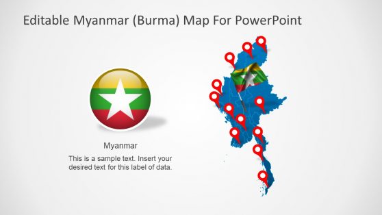 Flag and Map of Myanmar Burma