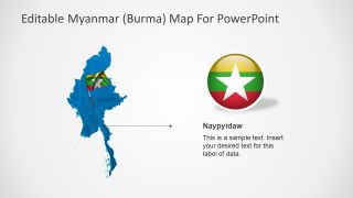 Myanmar Map with Pole Flag