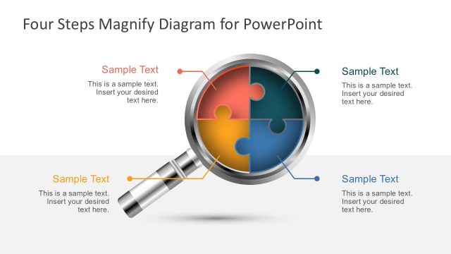 Four Steps Magnify Diagram for PowerPoint