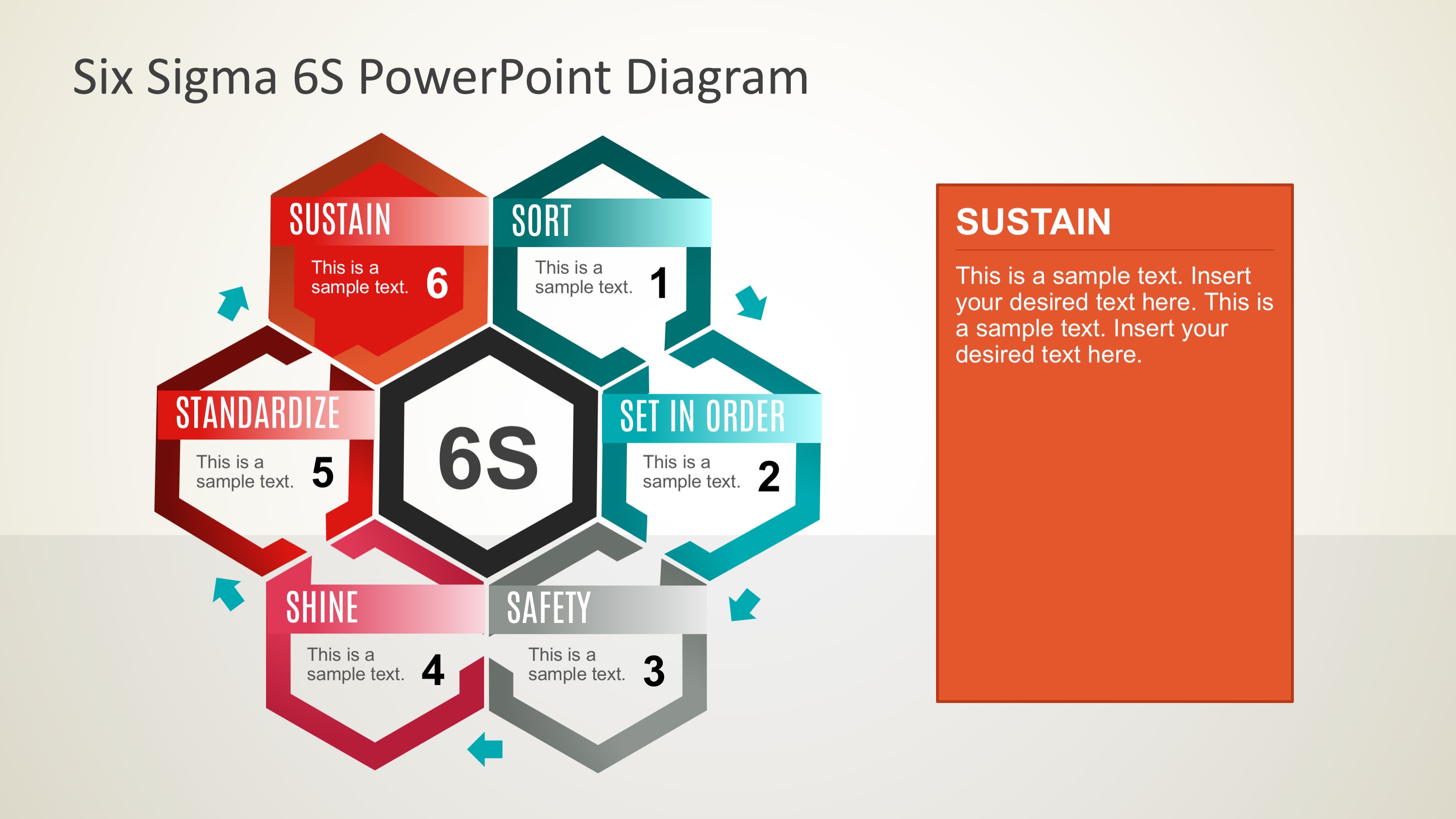 6S Process Steps PowerPoint Diagram
