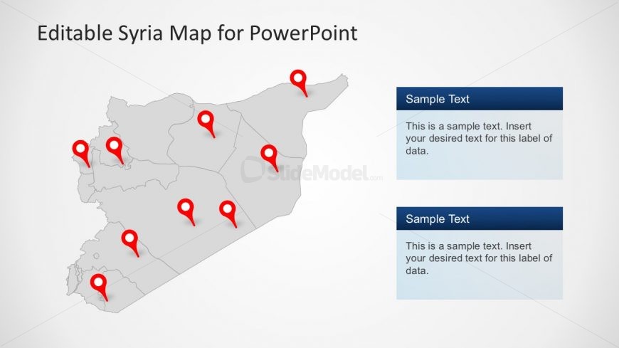 Flat Syria Map Template PowerPoint