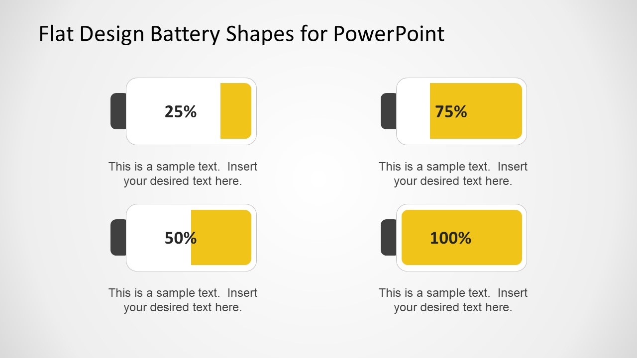 Four Infographic Battery Shapes Showing Levels