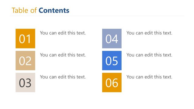 Multi Color Table of Content Slide