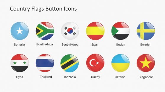 Colorful Icon Buttons Country Flags