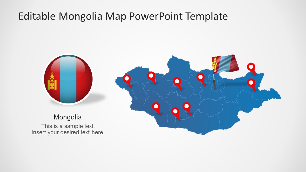 Mongolia Map and Flag Icon