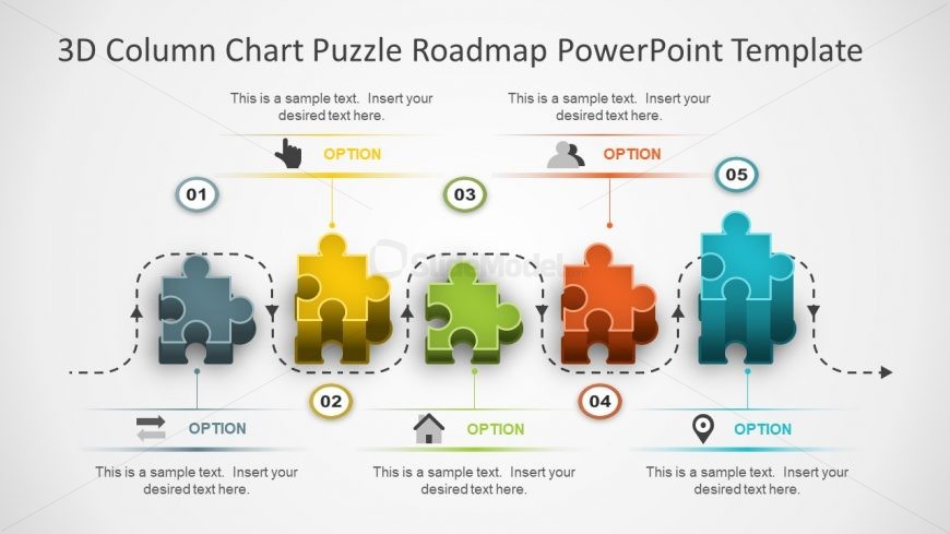 3D Puzzle Blocks PowerPoint Shapes